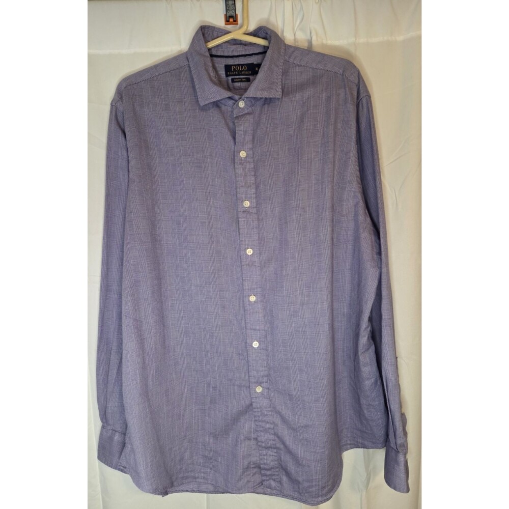 Polo Ralph Lauren Mens XL Purple Check Button Down Shirt Long Sleeve Cotton - Picture 2 of 7